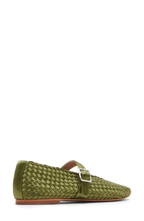 Shop Steve Madden Dreaming Mary Jane Flat In Olive Satin