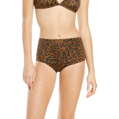 Madewell Second Wave Retro High-Waisted Bikini Bottoms, Brown