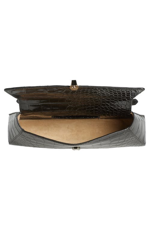 Reformation Gia Shoulder Bag In Black Croc-effect