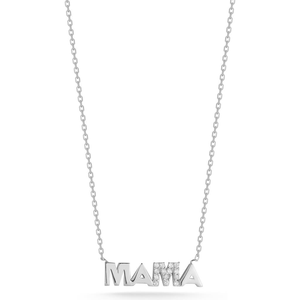 Glaze Jewelry Cz 'mama' Pendant Necklace In Silver