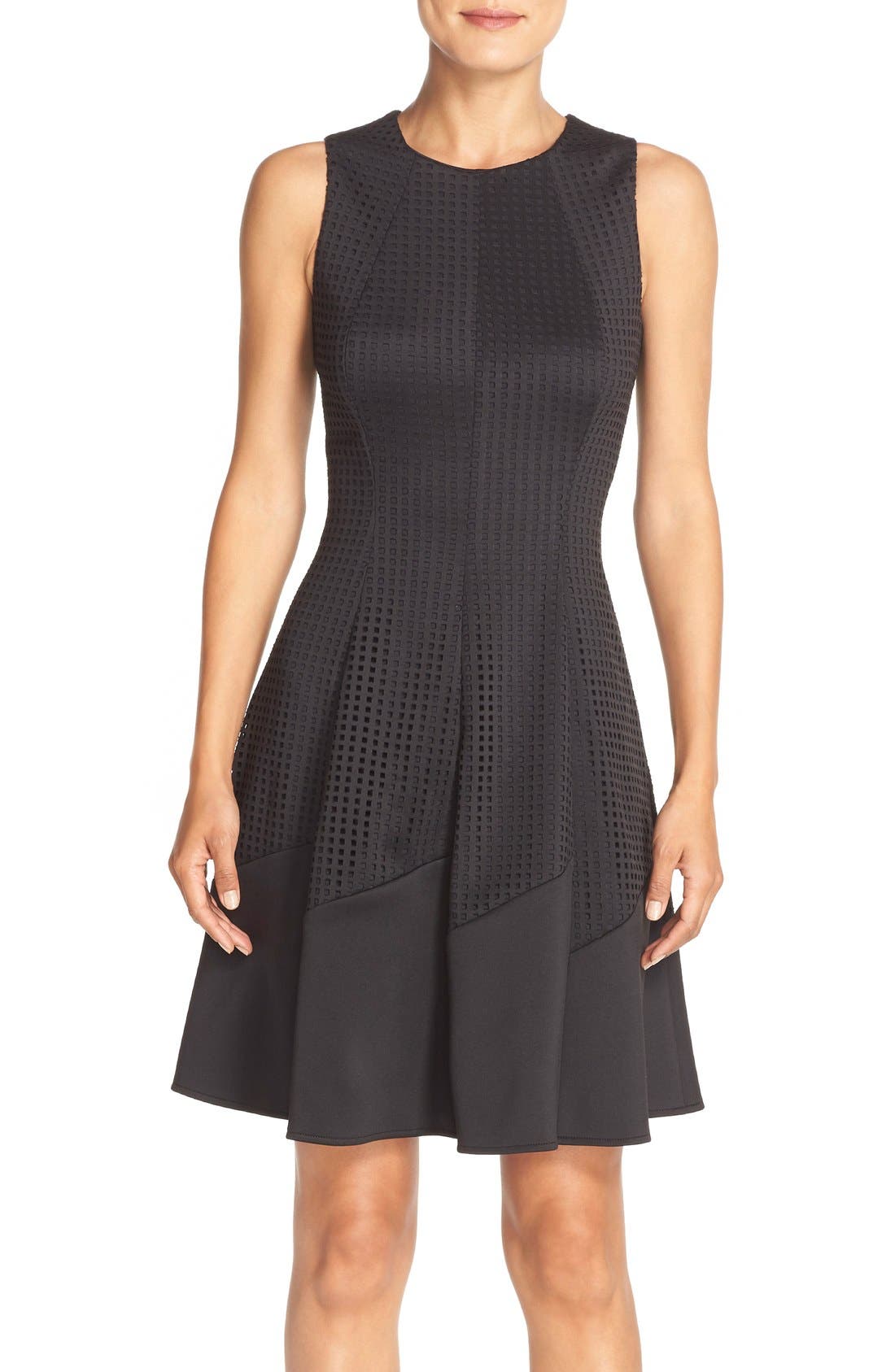 London Times Laser Cut Scuba Fit & Flare Dress Nordstrom