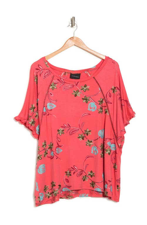 Forgotten Grace Embroidered T-shirt In Coral/white