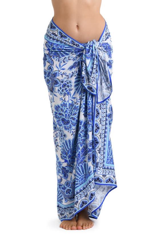 Shop La Blanca Beyond Print Cover-up Pareo In Blue