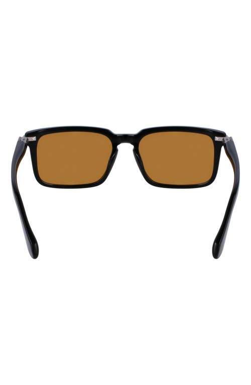 Ferragamo Gancini Evolution 56mm Rectangular Sunglasses In Black/orange