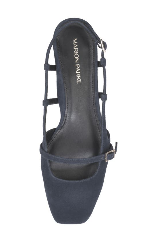 Shop Marion Parke Slingback Mary Jane Flat In Navy Suede
