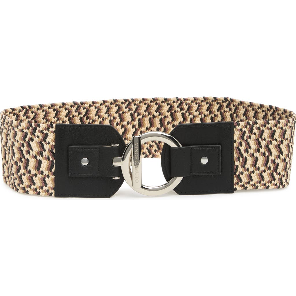 Vince Camuto Toggle Buckle Woven Raffia Belt In Gold