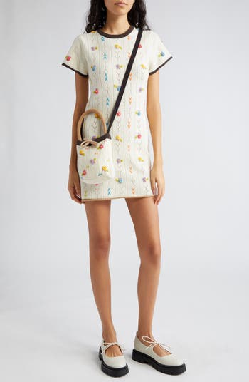 Embroidered sweater shop dress