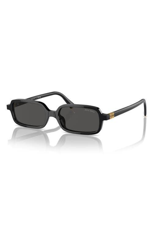 Miu Miu Logo Acetate Rectangle Sunglasses In Black