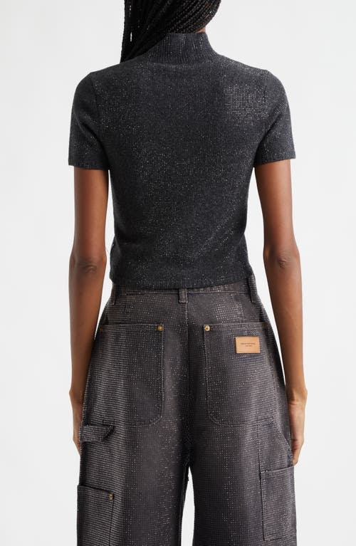 Alexander Wang Hotfix Crystal Wool Blend Sweater In Charcoal