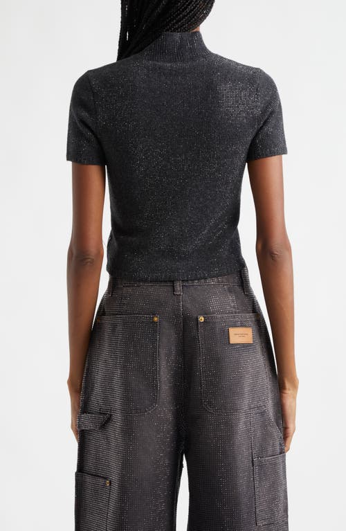 Shop Alexander Wang Hotfix Crystal Wool Blend Sweater In Charcoal