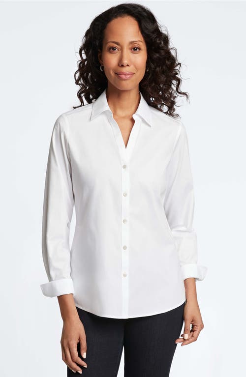 Foxcroft Mary Non-iron Cotton Oxford Button-up Shirt In White