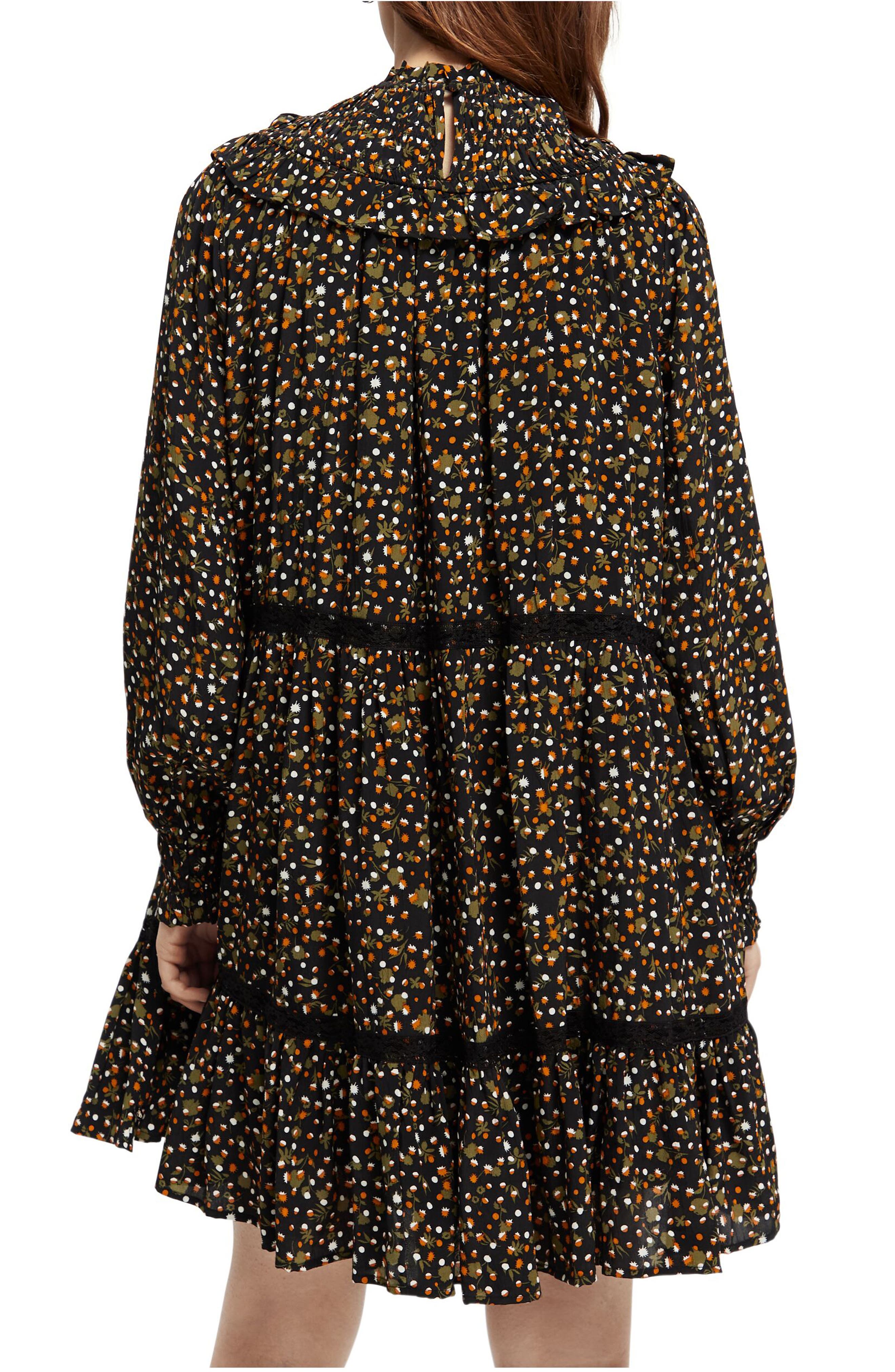 scotch and soda long sleeve floral print dress