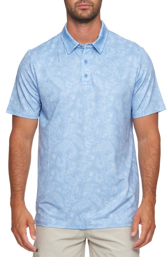 Flag And Anthem Poway Palm Print Performance Polo In Light Blue Combo