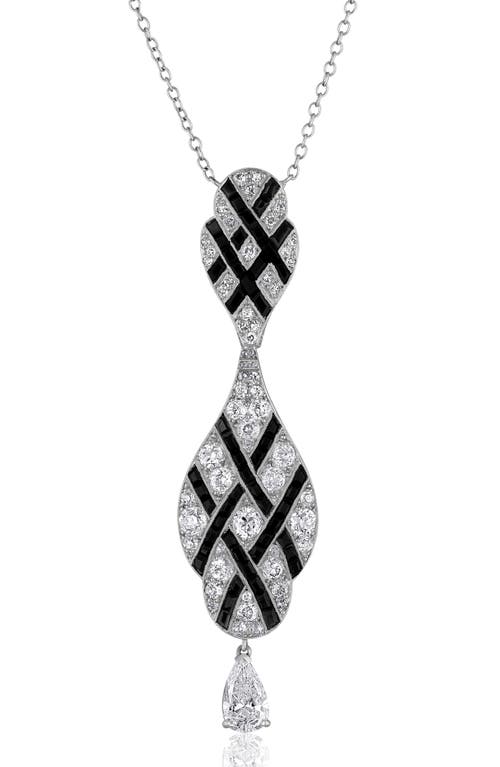 Mindi Mond Geometric Onyx & Diamond Pendant Necklace in Plat 