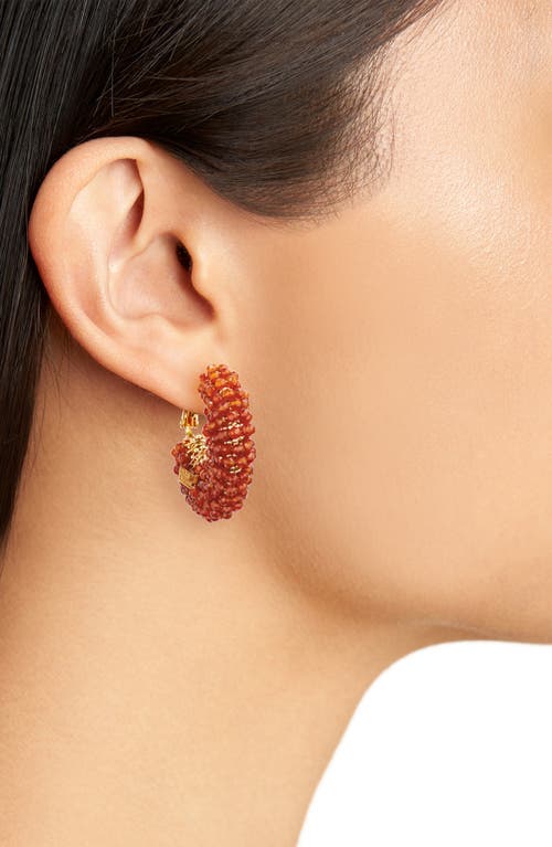 Shop Gas Bijoux Izzia Beaded Hoop Earrings In Gold Red