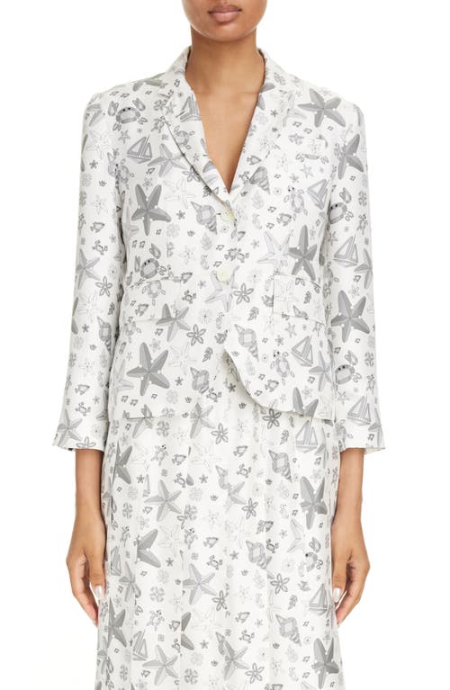 Thom Browne Nautical Crystal Print Shrunken Silk Sport Coat White at Nordstrom, Us