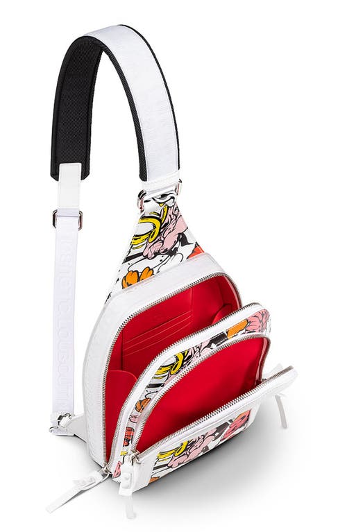 Shop Christian Louboutin Loubifunk Leather & Jacquard Backpack In Bianco/multi/bianco