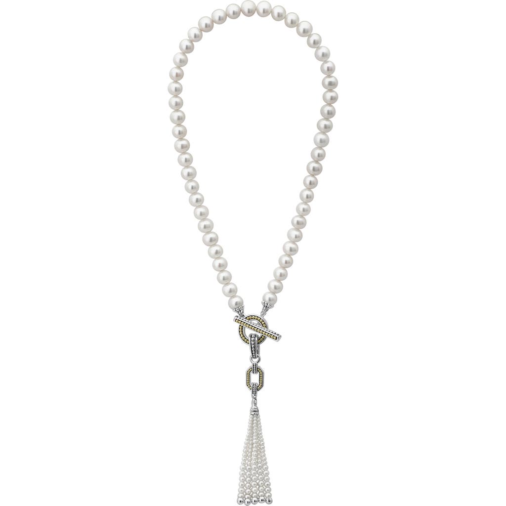 Lagos Luna Pearl Tassel Necklace In Silver/pearl