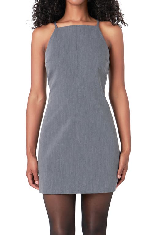 Shop Endless Rose High Square Neck Stretch Minidress In Grey