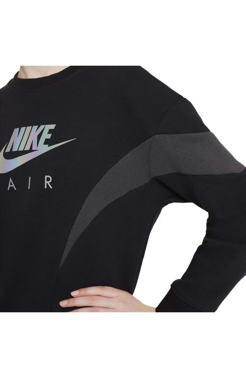 Shop Nike Kids' Air French Terry Logo Sweatshirt In Black/dark Smoke Grey