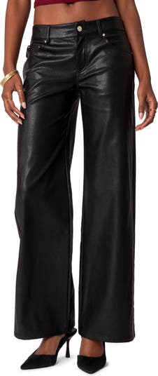 Topshop Tall faux leather zip front skinny flare trouser with