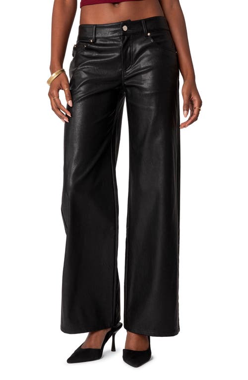 EDIKTED Straight Leg Faux Leather Jeans Black at Nordstrom,