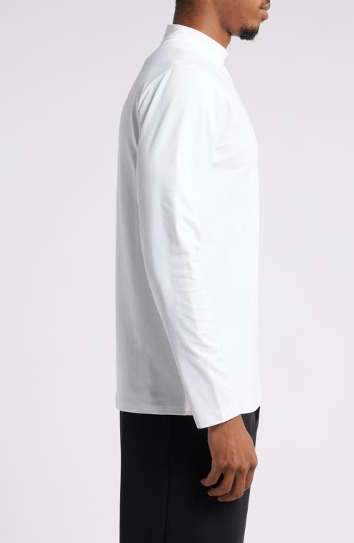 Shop Open Edit Long Sleeve Mock Neck Shirt In White