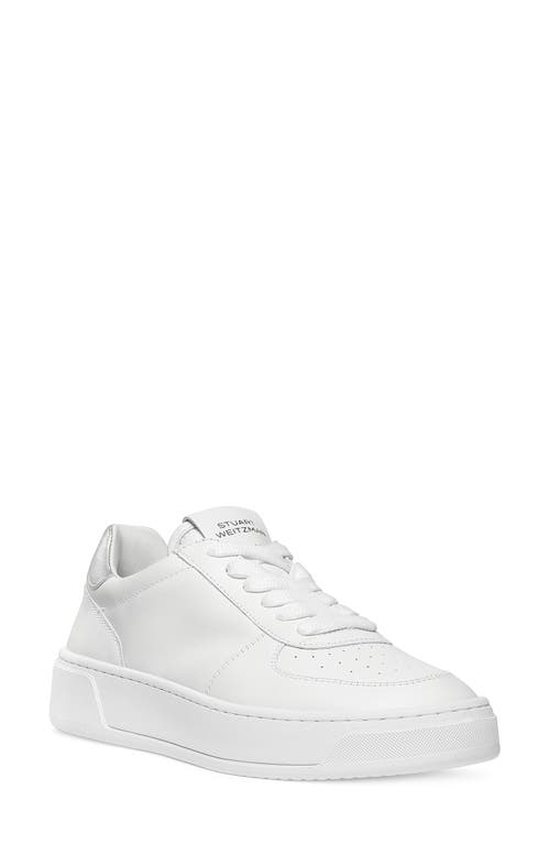 Stuart Weitzman Courtside Sneaker White/Silver Leather at Nordstrom,