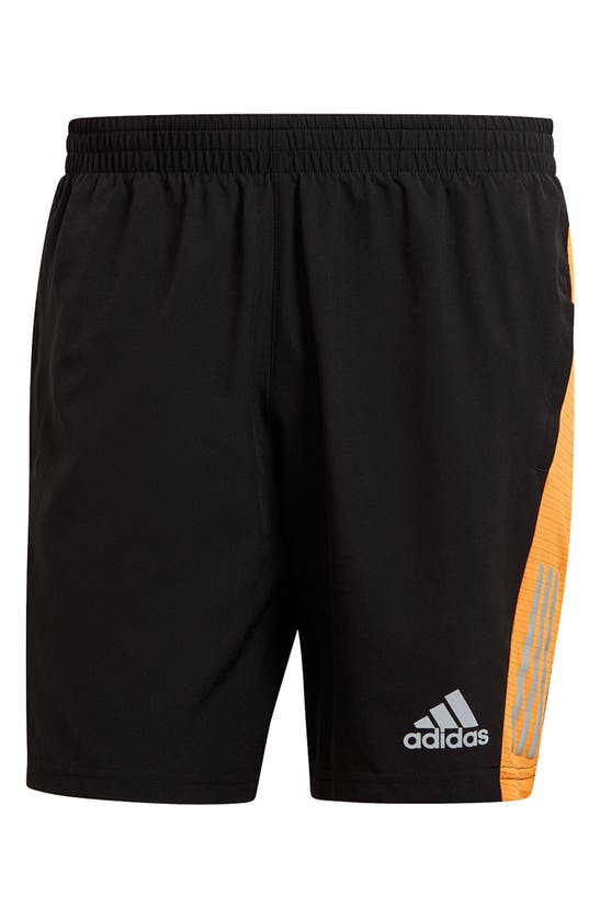 Adidas Originals Own The Run Shorts In Black/ Orange Rush/ Silver