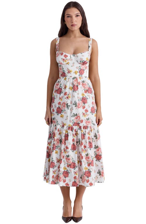 Shop House Of Cb Elia Floral Sweetheart Neck Sundress In Rose Print