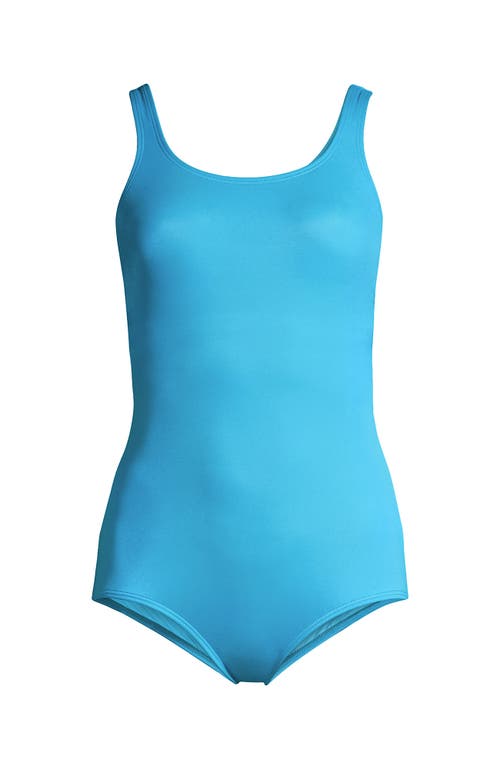 Shop Lands' End Plus Size Chlorine Resistant Soft Cup Tugless Sporty One Piece Swimsuit In Turquoise