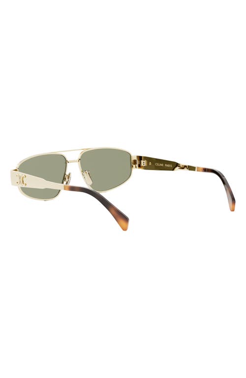 Shop Celine Triomphe 57mm Pilot Sunglasses In Shiny Endura Gold/green