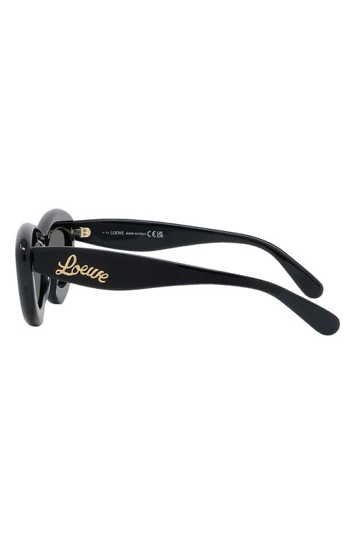 Shop Loewe Curvy 54mm Cat Eye Sunglasses In Shiny Black/smoke