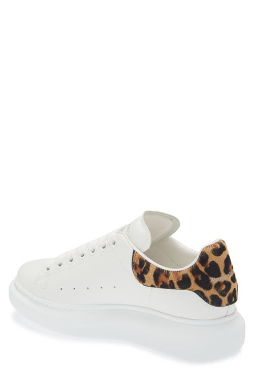 Shop Alexander Mcqueen Oversize Sneaker In White/leopard Print Calf Hair