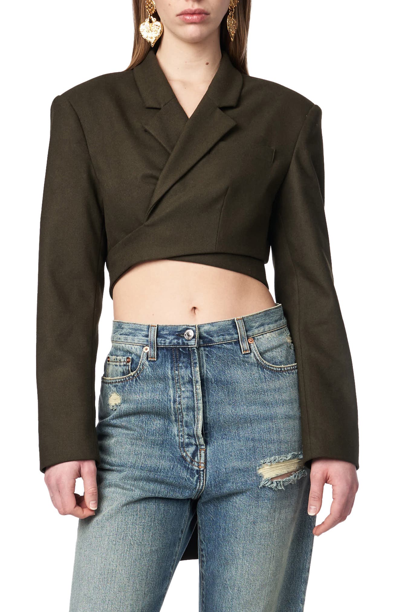 cropped wrap blazer