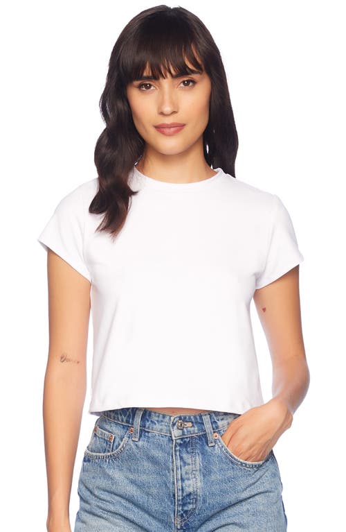 Shop Susana Monaco Crop Crewneck T-shirt In Sugar