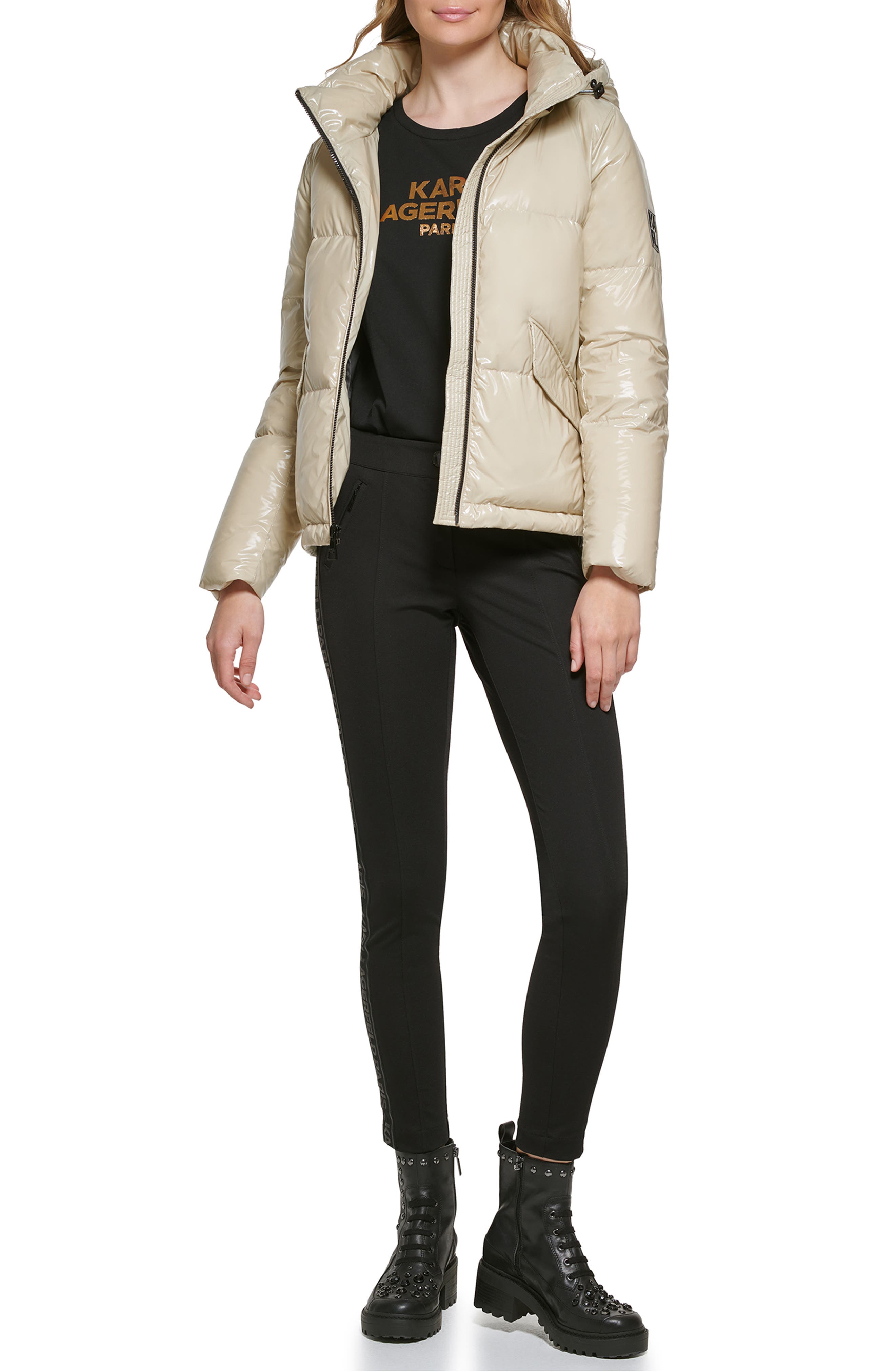 Karl Lagerfeld Paris Glossy Hooded 