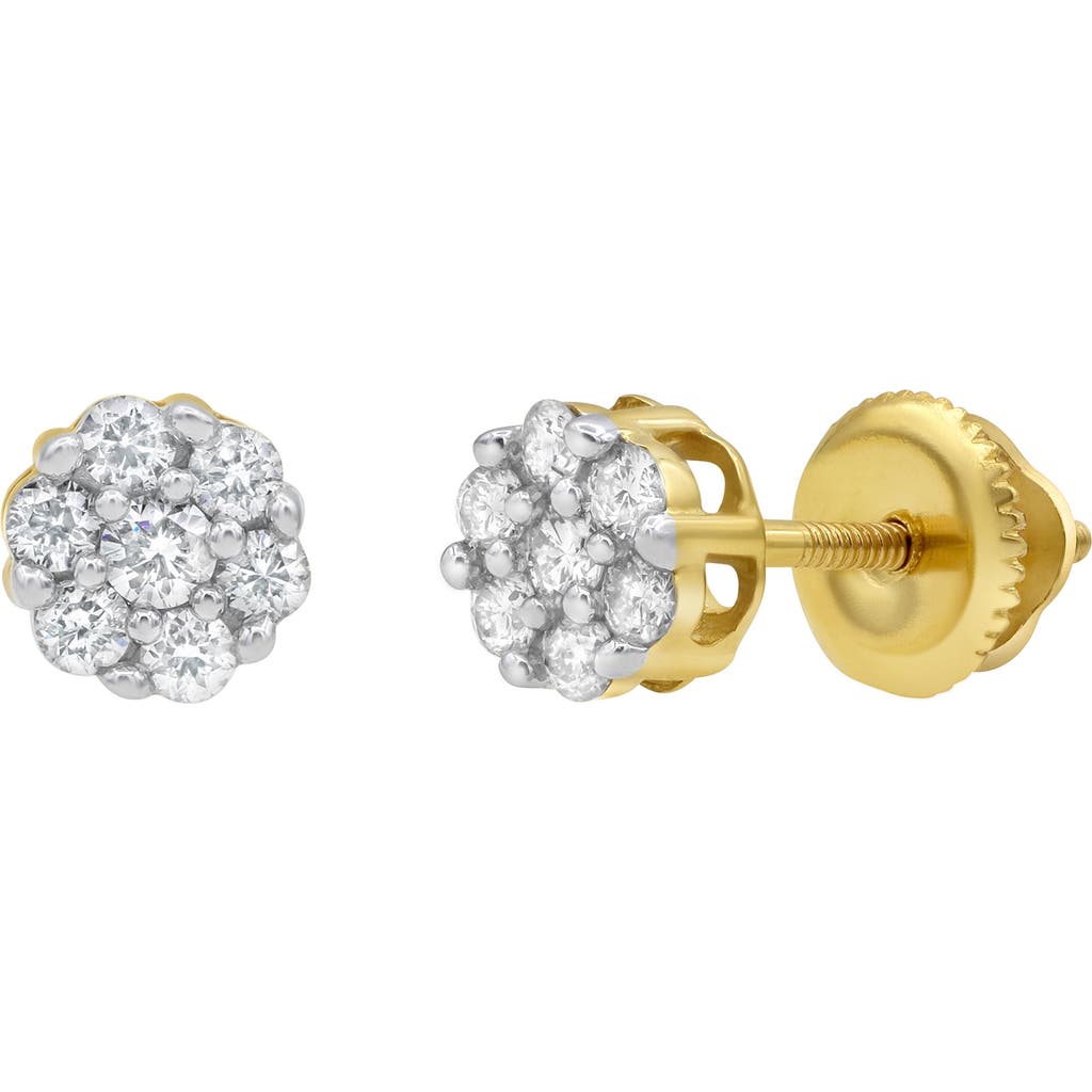 Luvmyjewelry Medi 14k Yellow Gold Diamond Cluster Earrings In 14k Yellow Gold