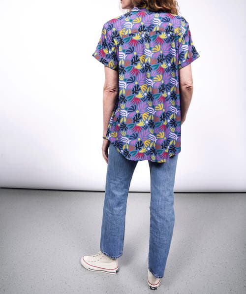 Wildfang The Empower Button Up In Sea Coral Oxford Blue Multi