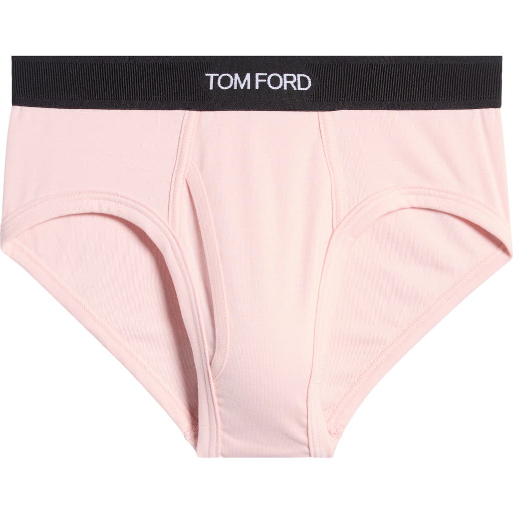 Tom Ford Cotton Stretch Jersey Briefs In Rosa Pastello Quadro