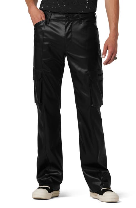  Men Leather Pants Skinny Fit PU Leather Trousers