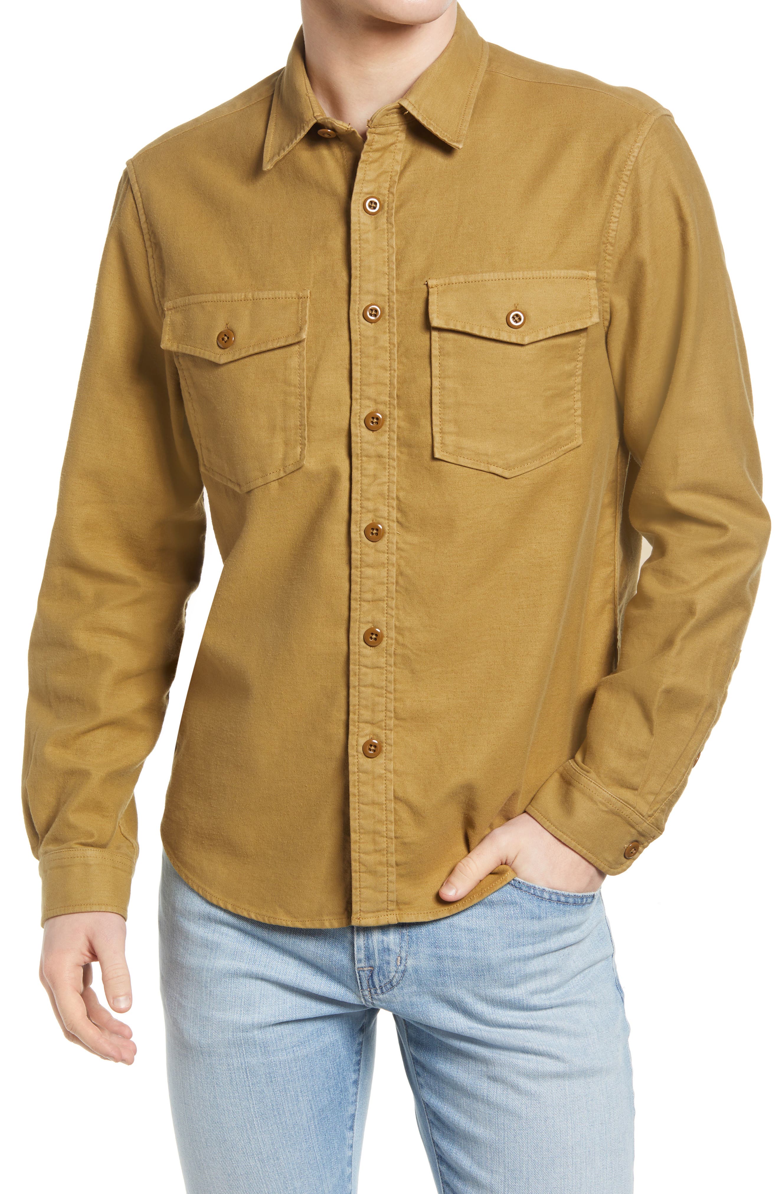 yellow button up shirt long sleeve