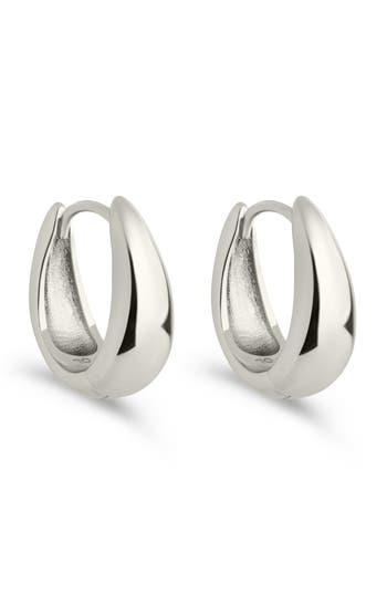 Sterling Forever Lavina Polished Huggie Hoop Earrings In Silver