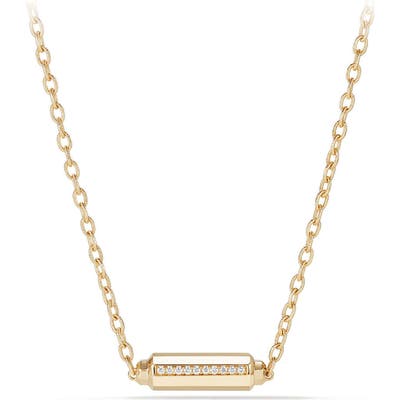 David Yurman Barrels Single Station Necklace With Diamonds In 18K Gold