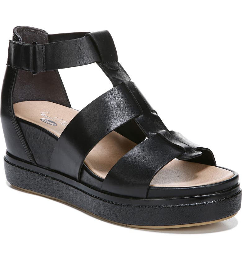 Womens black leather wedge sandals Womens black leather wedge sandals