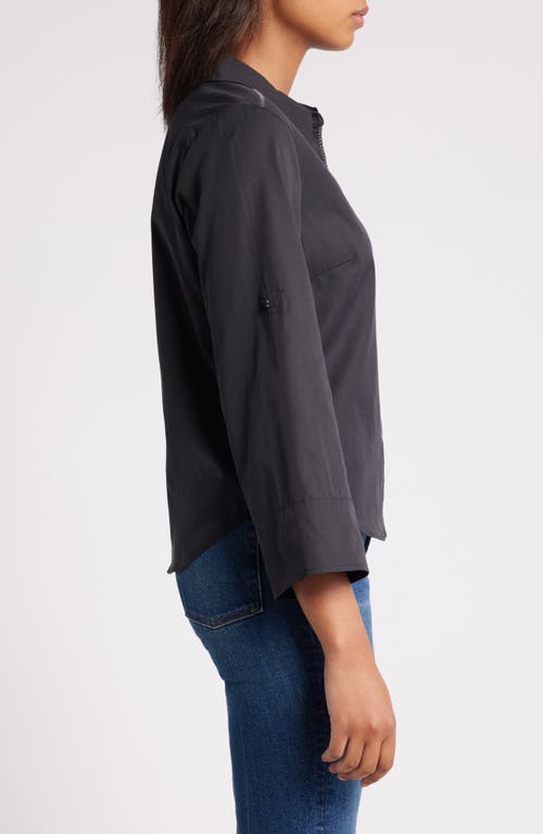 Wit & Wisdom Roll Tab Button-up Shirt In Black