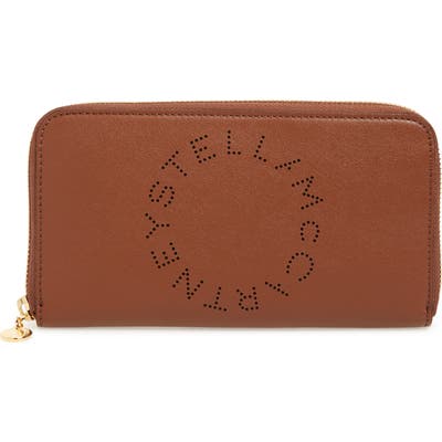 Stella Mccartney Alter Nappa Perforated Logo Faux Leather Wallet - Brown