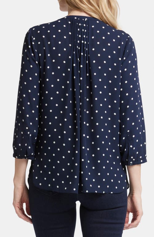 Nydj Semisheer Pintuck Blouse In Indigo Dot