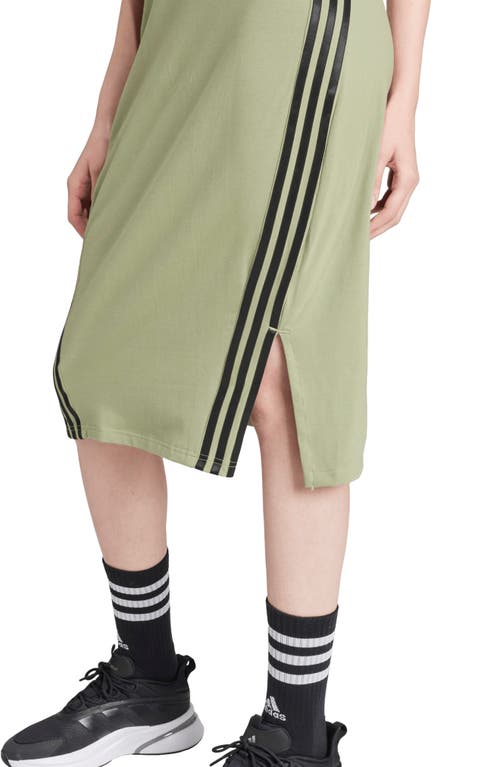 Shop Adidas Originals Adidas Future Icons 3-stripes Cotton Knit Dress In Tent Green