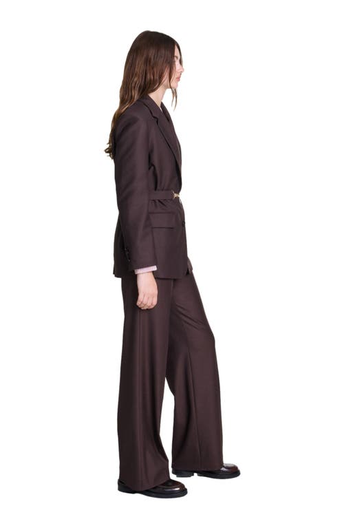 Maje Belted Suit Jacket In Brown